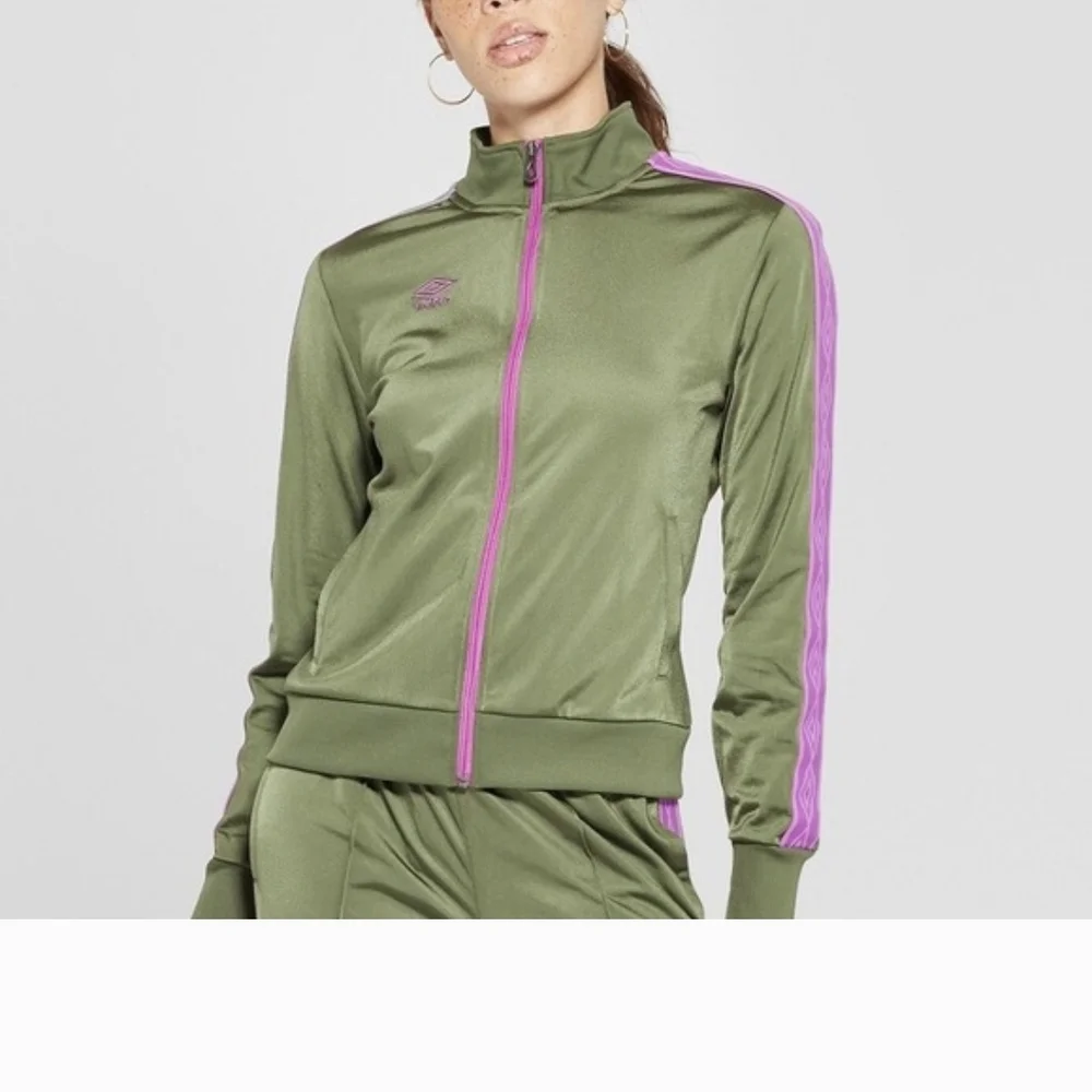 Umbro Women's Green and Purple Bomber set of 2pcs Jacket and pants - Picture 2 of 5